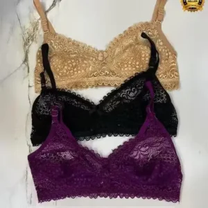 Pack of 3 Women Stylish Net Frill Bra Multicolor